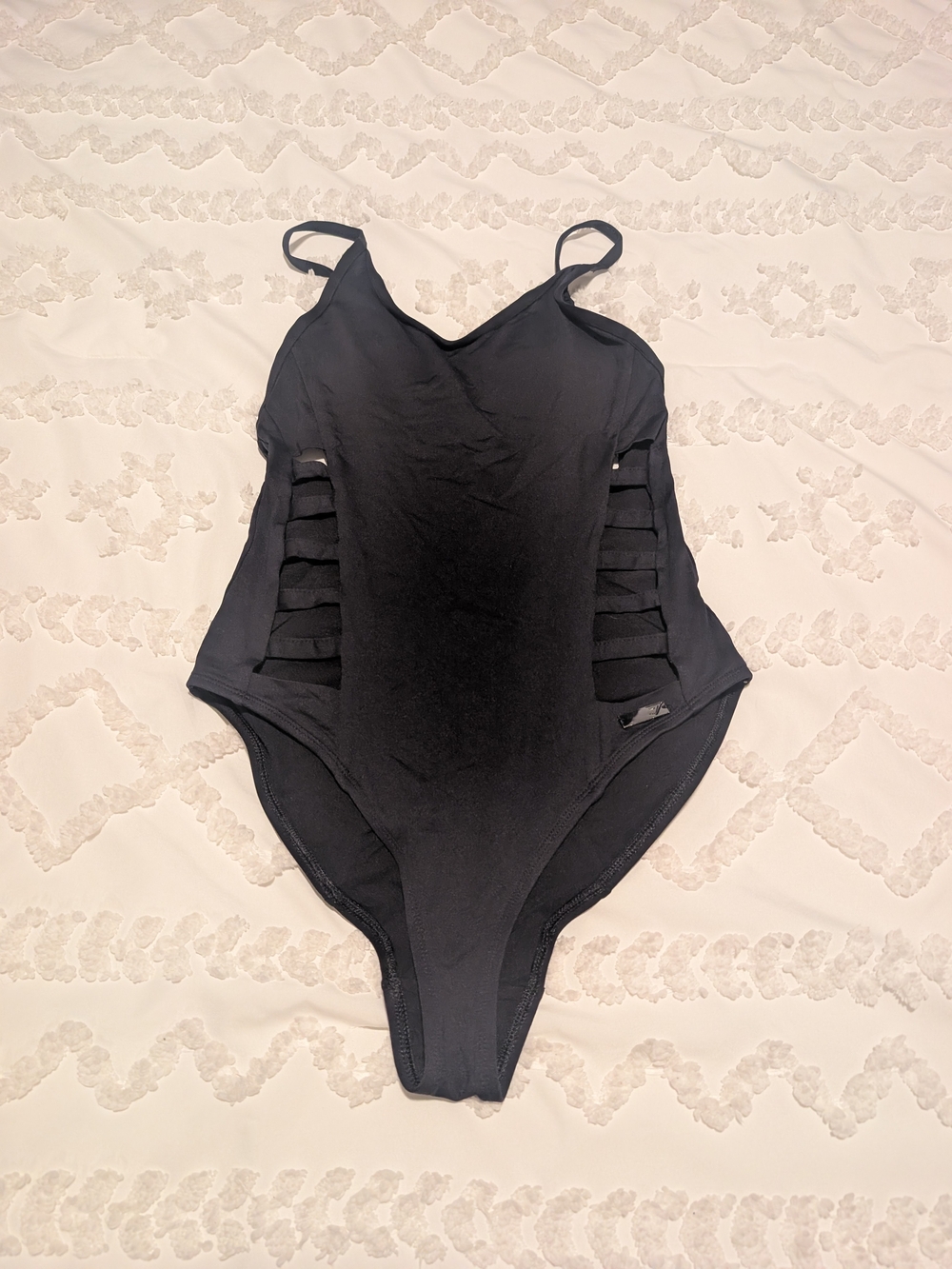 Gymshark Black One-Piece Swimsuit with Side Cutouts Size Small